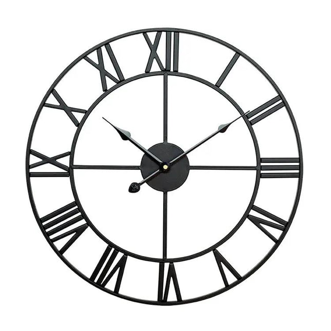 40cm Retro Iron Round Roman Numeral Mute Wall Clock For Living Room