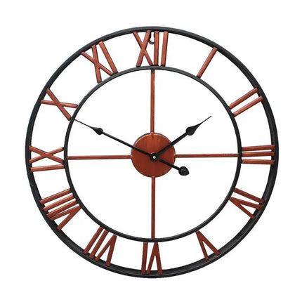 40cm Retro Iron Round Roman Numeral Mute Wall Clock For Living Room