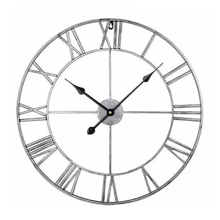 40cm Retro Iron Round Roman Numeral Mute Wall Clock For Living Room