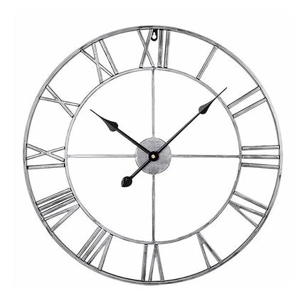 40cm Retro Iron Round Roman Numeral Mute Wall Clock For Living Room