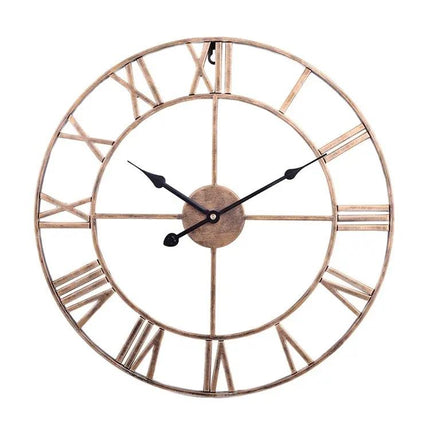 40cm Retro Iron Round Roman Numeral Mute Wall Clock For Living Room