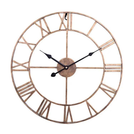 40cm Retro Iron Round Roman Numeral Mute Wall Clock For Living Room