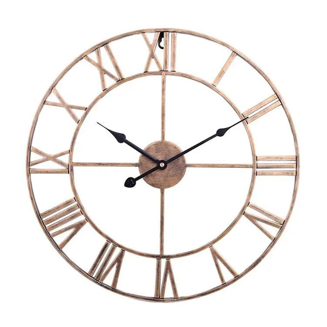 40cm Retro Iron Round Roman Numeral Mute Wall Clock For Living Room