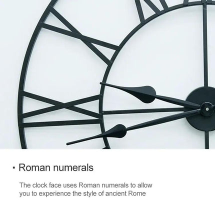 40cm Retro Iron Round Roman Numeral Mute Wall Clock For Living Room