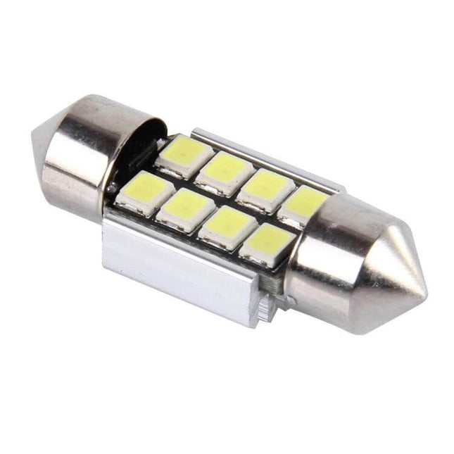 Festoon LED Car Reading Lamps 31mm White 3W 300LM 2 Pack – aluminum alloy 31mm LED festoon bulb with 8 SMD chips, canbus-compatible interior replacement
