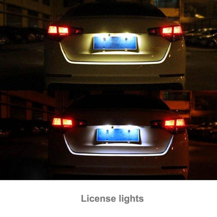 2-Pack Car Reading Lamps 36mm Festoon Canbus Error-Free 3W shown illuminating rear license plate and trunk area
