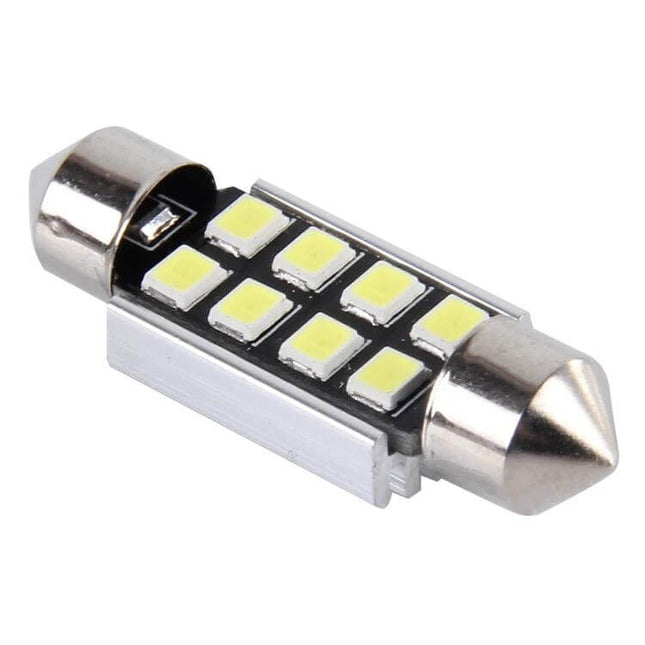 2-Pack 41mm Festoon Led Car Reading Lamps For Interior Lights - aluminum alloy 8-SMD LED festoon bulb for dome, door, reading lights, canbus compatible