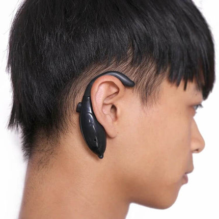 Anti-Drowsiness Ear Hook Alarm for Safe Long-Distance Driving shown worn on ear with fish hook design for comfortable secure fit