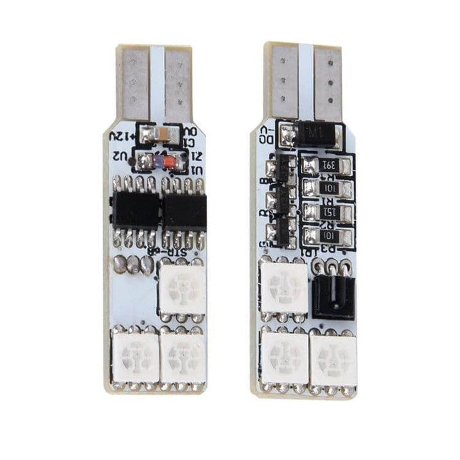 Colorful 36mm T10 Port Remote Control Car Dome Lamp With 6 LED Reading Light showing dual PCB modules with three LEDs each and T10 plug