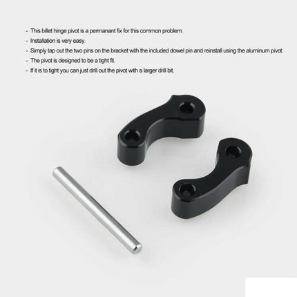 Aluminum Window Latch Pivot for Toyota Tacoma and Tundra - black anodized aluminum pivot halves with dowel pin for rear window latch repair
