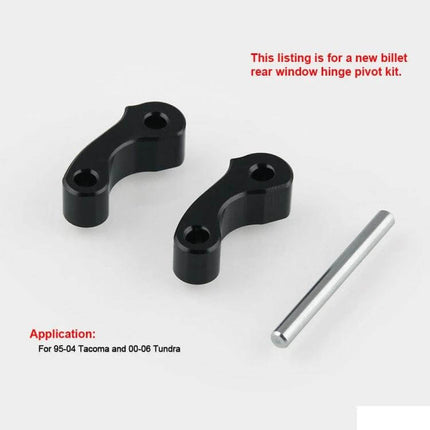 Aluminum Window Latch Pivot for Toyota Tacoma and Tundra - black billet rear window hinge pivot kit with aluminum pin, corrosion-resistant replacement