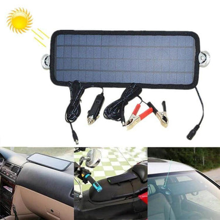 Portable Car Solar Battery Charger for 12V Vehicles compact panel with lighter plug and alligator clips for maintaining parked or stored vehicle batteries