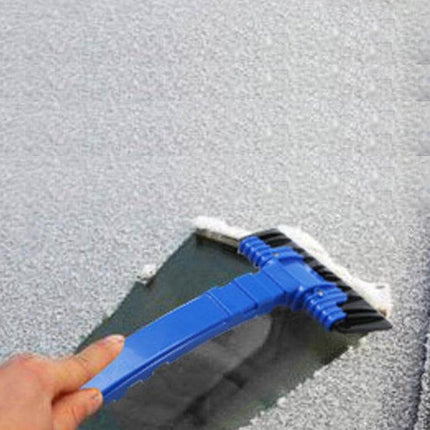Car Snow Brush and Ice Scraper for Winter Vehicle Maintenance - blue ABS brush clearing frost from windshield