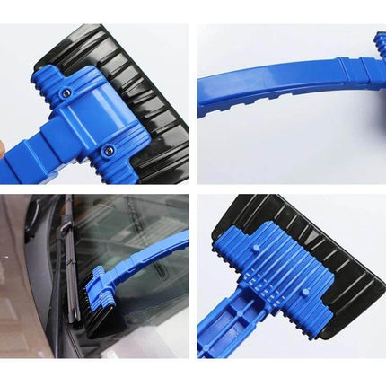 Car Snow Brush and Ice Scraper for Winter Vehicle Maintenance - blue ABS brush head clearing windshield and car roof, ice scraper and snow shovel tool