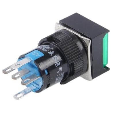 Car DIY Square Button Push Switch With LED Indicator - 24V latching square green LED automotive on/off push button for DIY upgrades