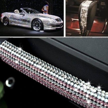 Glitter Rhinestone Stickers for Car, Phone, and Laptop Decor - resin sparkling stickers decorating car interiors, gear shift and handle with subtle shine