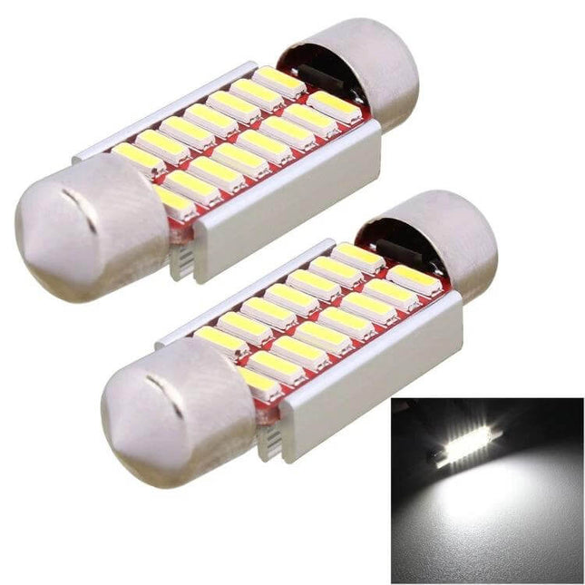 2 Pack License Plate Lights 36mm for Cars Set of 2 - aluminum alloy housings with high-brightness LEDs, CAN bus compatible, easy install, set of 2