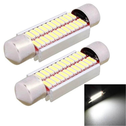 41mm License Plate Lights, 2 Pack White LED Car Bulbs - pair of 41mm aluminum CAN-Bus license plate LED bulbs, bright white illumination