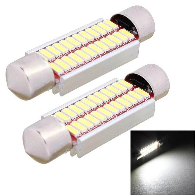 41mm License Plate Lights, 2 Pack White LED Car Bulbs - pair of 41mm aluminum CAN-Bus license plate LED bulbs, bright white illumination