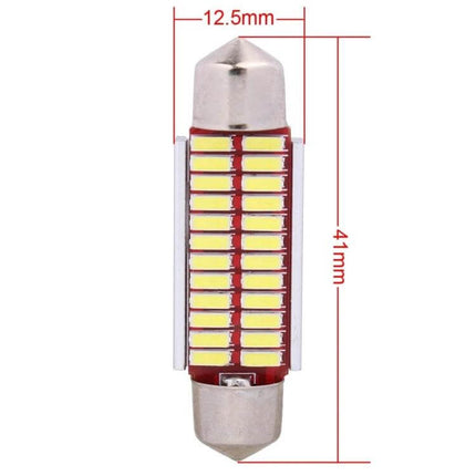 41mm License Plate Lights, 2 Pack White LED Car Bulbs - single 41mm festoon LED with aluminum housing, 12.5mm width, CAN-Bus compatible, bright white illumination