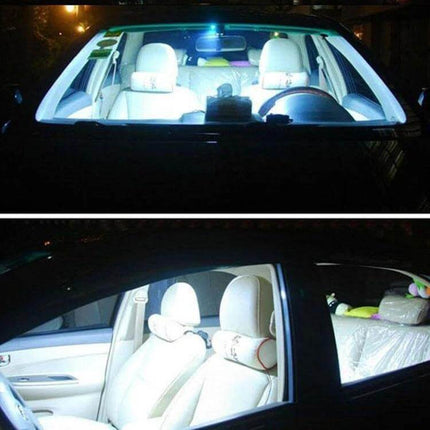 41mm License Plate Lights, 2 Pack White LED Car Bulbs illuminating car interior and rear plate with bright white LEDs, compact aluminum alloy housing