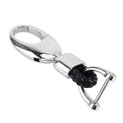 Metal Key Holder with Two Rings for Daily Key Organization — durable metal key fob with braided loop and clasp for separating house and car keys