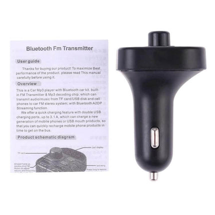 Dual USB Bluetooth FM Transmitter Car Kit MP3 Player black car charger with user guide and dual USB ports