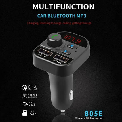 Dual USB Bluetooth FM Transmitter Car Kit MP3 Player black FM adapter with dual USB ports, LED display and TF card slot for in-car audio and charging