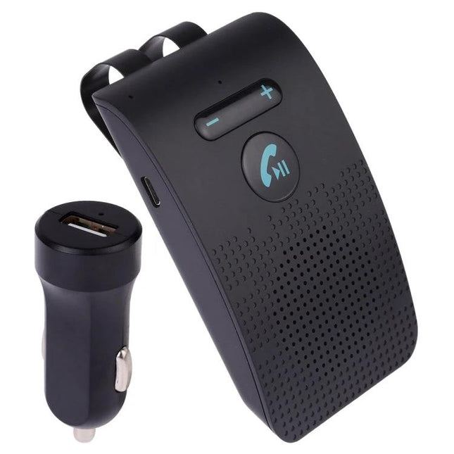 Compact Bluetooth Car Speaker For Hands Free Calls While Driving - clip-on in-car speaker with USB car charger