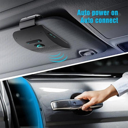 Compact Bluetooth Car Speaker For Hands Free Calls While Driving mounted on visor for safe in-car hands-free calling