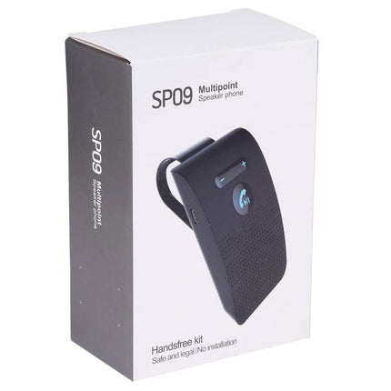 Compact Bluetooth Car Speaker For Hands Free Calls While Driving sleek black SP09 multipoint handsfree kit for driving (100 chars)