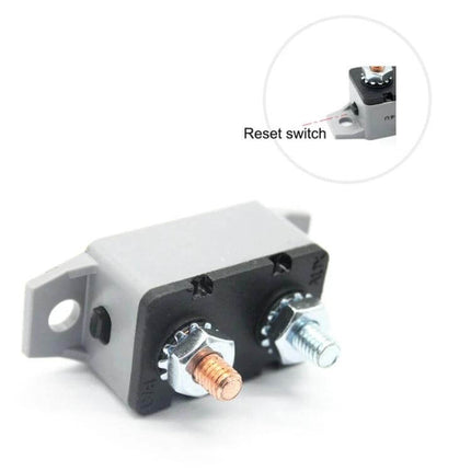 Manual Reset Circuit Breaker 50A For Automotive Electrical Systems - 6–28V resettable DC protector with screw terminals for cars, trucks, RVs