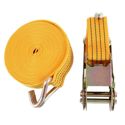 Heavy Duty Cable for Securing Vehicles on Road Trips - yellow heavy-duty ratchet strap with hook for towing and transport
