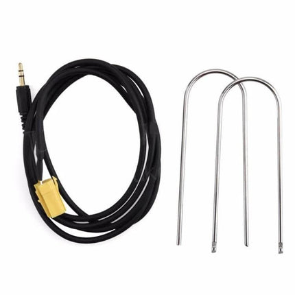 Car Audio Aux Adapter Cable and Tool for Alpine Fiat Lancia - black 3.5mm aux cable with yellow connector and two metal removal tools