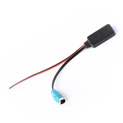 Alpine Wireless Bluetooth Car Audio Adapter for Stereos with inline module and Fakra connector, black housing and red/black power wires