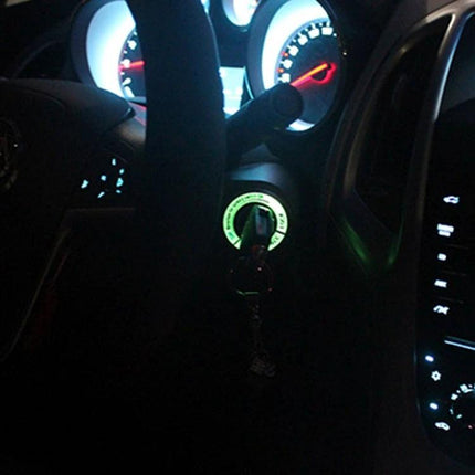 Aluminum Night Luminous Igniter Decoration Ring for Audi and Volkswagen glowing ignition ring on dashboard at night
