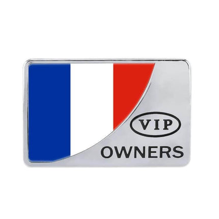 Decorative Metal Rectangle France Flag Sticker for Automobiles metal car badge with France flag and VIP OWNERS text, 4.6x7x0.5cm