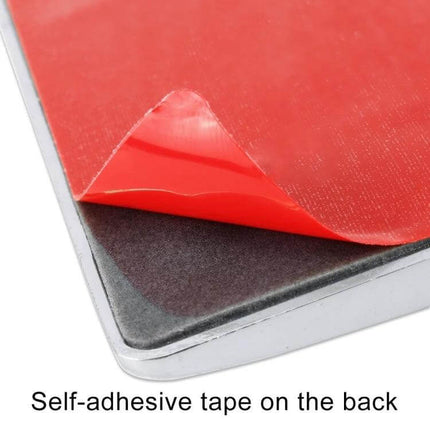 Italy Flag Rectangle Metal Decorative Car Sticker Design showing self-adhesive tape on the back for easy, durable metal application (close-up).