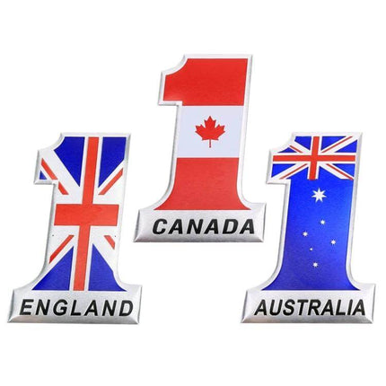Universal Metal UK Flag Number 1 Shaped Decorative Car Sticker - metal number 1 car decal with UK flag for dashboard or bumper