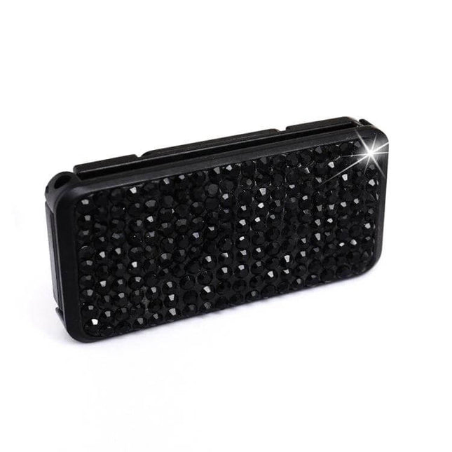 Crystal Adjustable Car Seat Belt Clip for Comfort - black crystal embellished adjustable seat belt clip to prevent shoulder rubbing and add comfort