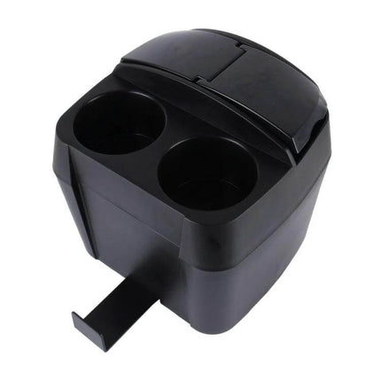 Shunwei Multifunction Car Cup Holder and Trash Bin Organizer with dual cup holders and flip-top trash bin for tidy car storage