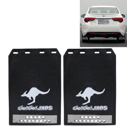 Silicone Mud Flaps for Front and Rear Car Protection – black silicone mud guards with kangaroo logo for sedan rear wheel protection
