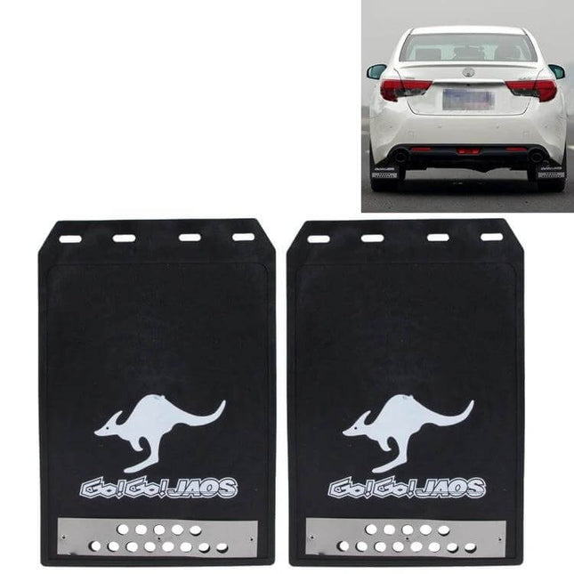 Silicone Mud Flaps for Front and Rear Car Protection – black silicone mud guards with kangaroo logo for sedan rear wheel protection