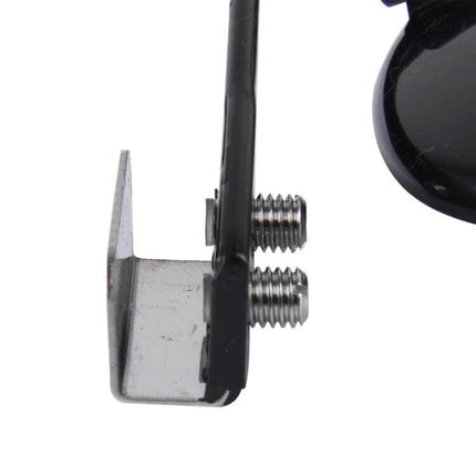 Wide-Angle Adjustable Blind Spot Mirror for Vehicle Parking showing metal bracket and mounting screws close-up