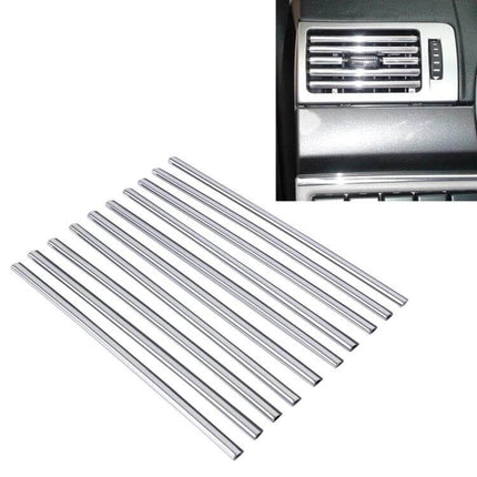 SHENHAO Set of 10 U-Shaped Air Vent Decoration Trims for Cars - chrome U-shaped vent trim strips shown with installed car dashboard vent