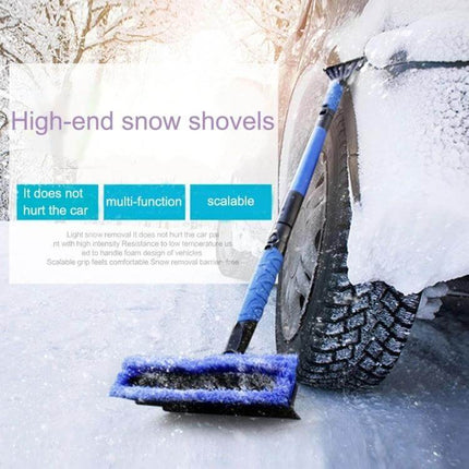 Extendable Car Snow Brush with Ice Scraper and Squeegee for Winter Use - telescoping 51" snow brush clearing windshield and tire area