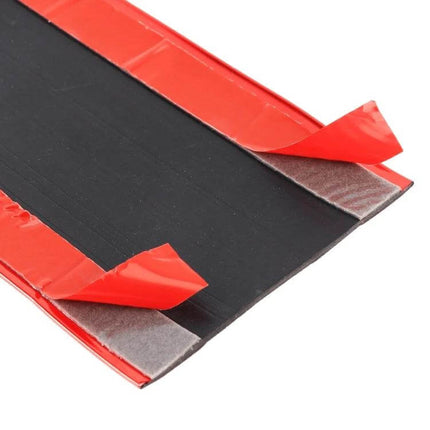 Universal Electroplate Carbon Fibre Car Door Decor Strip black adhesive backing strip with red peel-off tape for easy no-drill installation