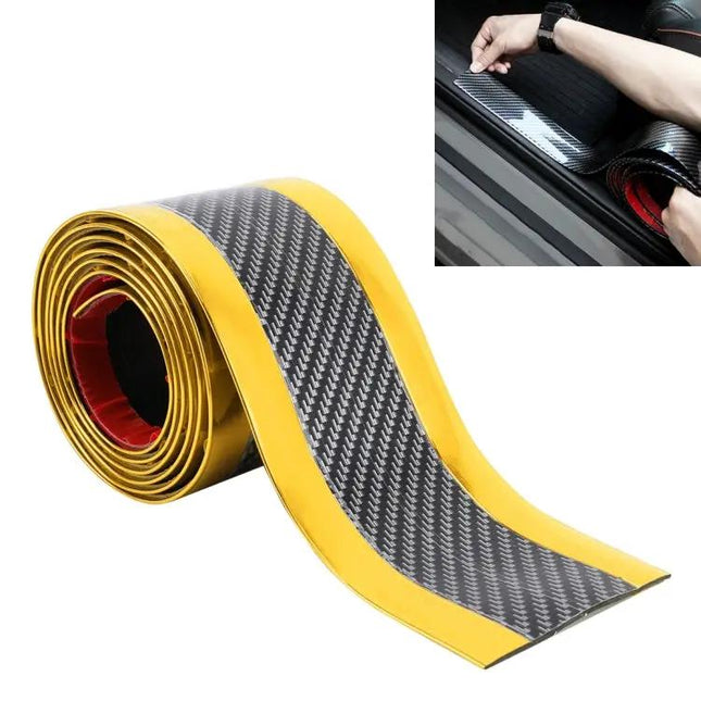 Universal Carbon Fiber Car Door Threshold Decoration Strip in Gold, 5CM x 2M