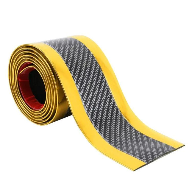 Universal Carbon Fiber Car Door Threshold Decoration Strip in Gold, 5CM x 2M