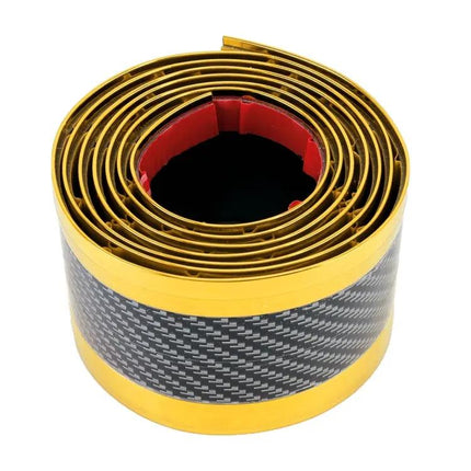 Universal Carbon Fiber Car Door Threshold Decoration Strip in Gold, 5CM x 2M